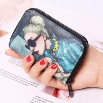 カードバッグ漫画のキャラクター印刷クリエイティブ画像大容量女性の ID バッグクレジットカードホルダージッパー小銭入れ卸売