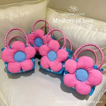 花韓国語版完成手織りバッグ青とピンクのお土産バッグ誕生日パーティーギフトバッグ誕生日ハンドバッグ