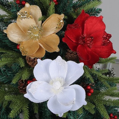 三層金粉クリスマスフラワー新しいシミュレーションクリスマスツリー装飾花休日の装飾フラワーアレンジメントアクセサリー卸売